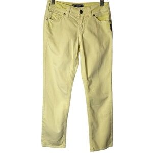 Silver Jeans Suki Capri Womens Pale‎ Yellow Denim Pants Pockets 26 L4016SCLW13
